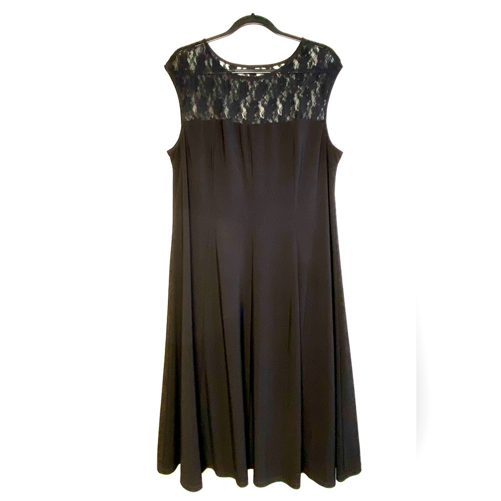 Black Label by Evan-Picone Women's Sleeveless Black Dress Lace Shoulders Size 16